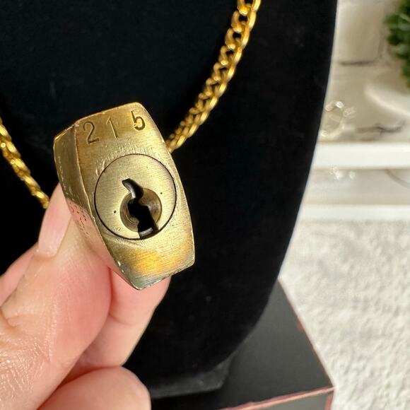 Louis Vuitton vintage Lock Pendant #215 on a chain necklace GREAT GIFT! - Picture 4 of 5